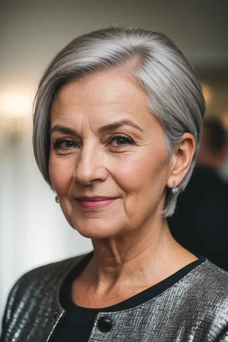 Gray Bob Hairstyles for Older Women