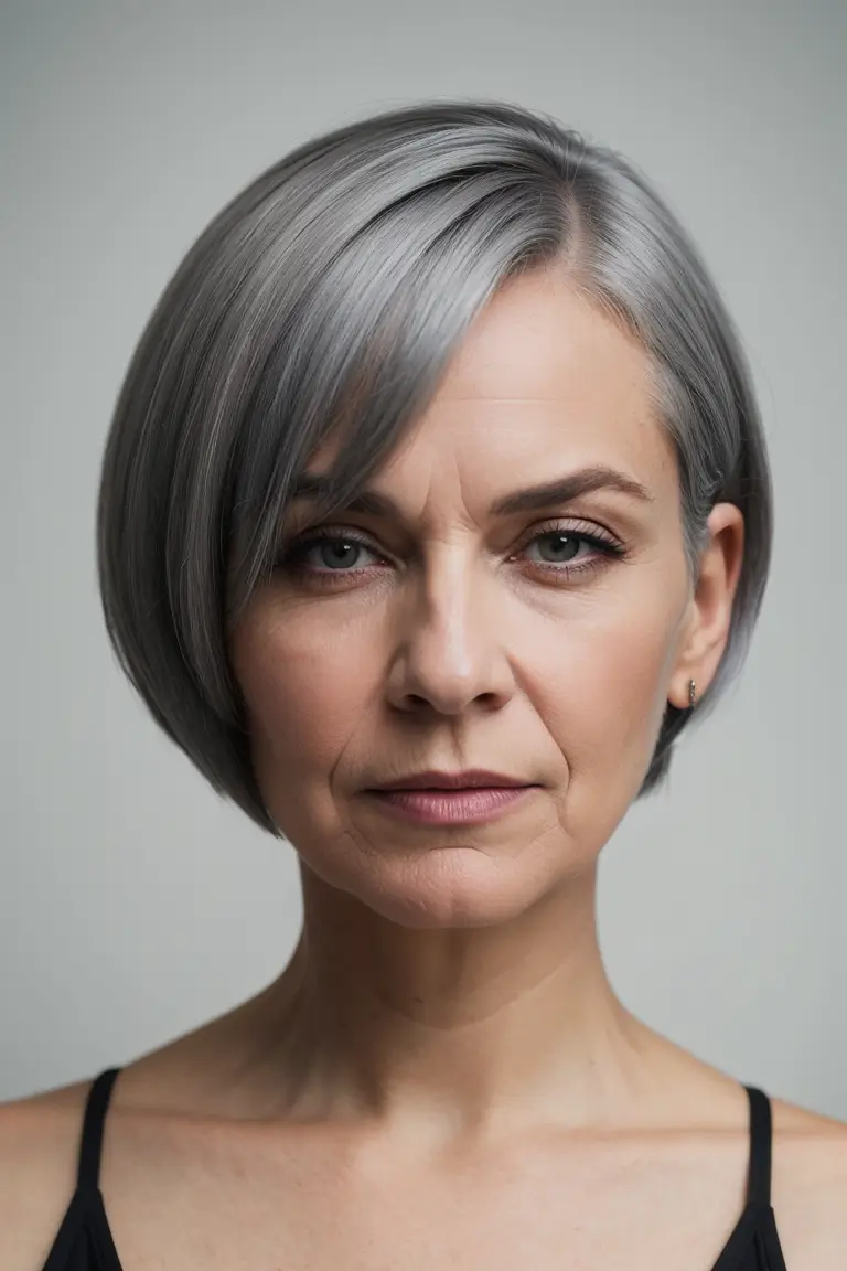 Gray Bob Hairstyles for Older Women