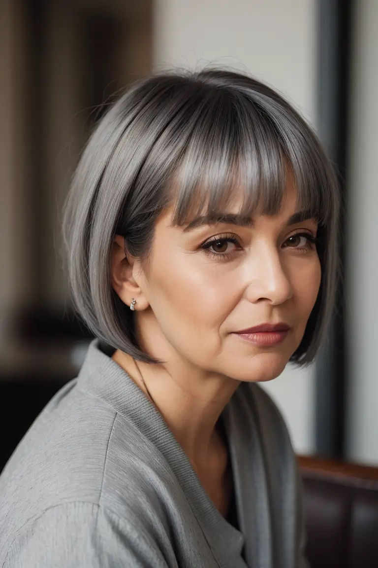 Gray Bob Hairstyles for Older Women