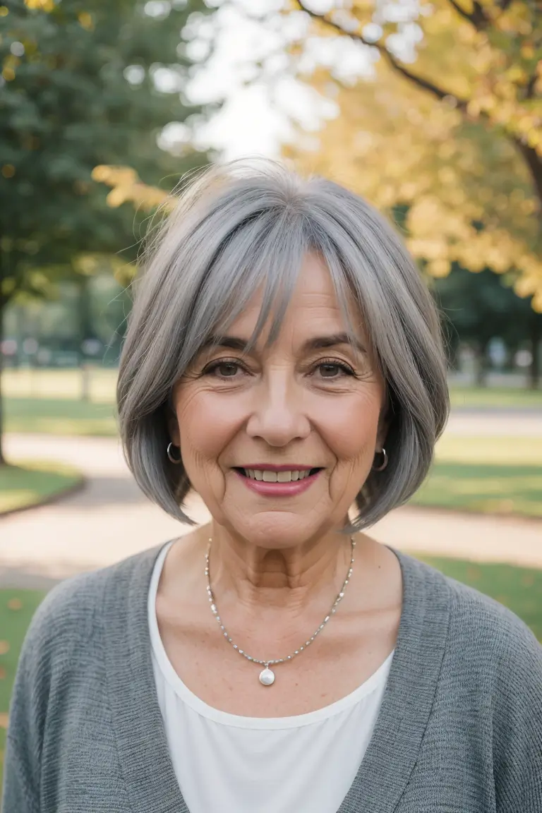 Gray Bob Hairstyles for Older Women