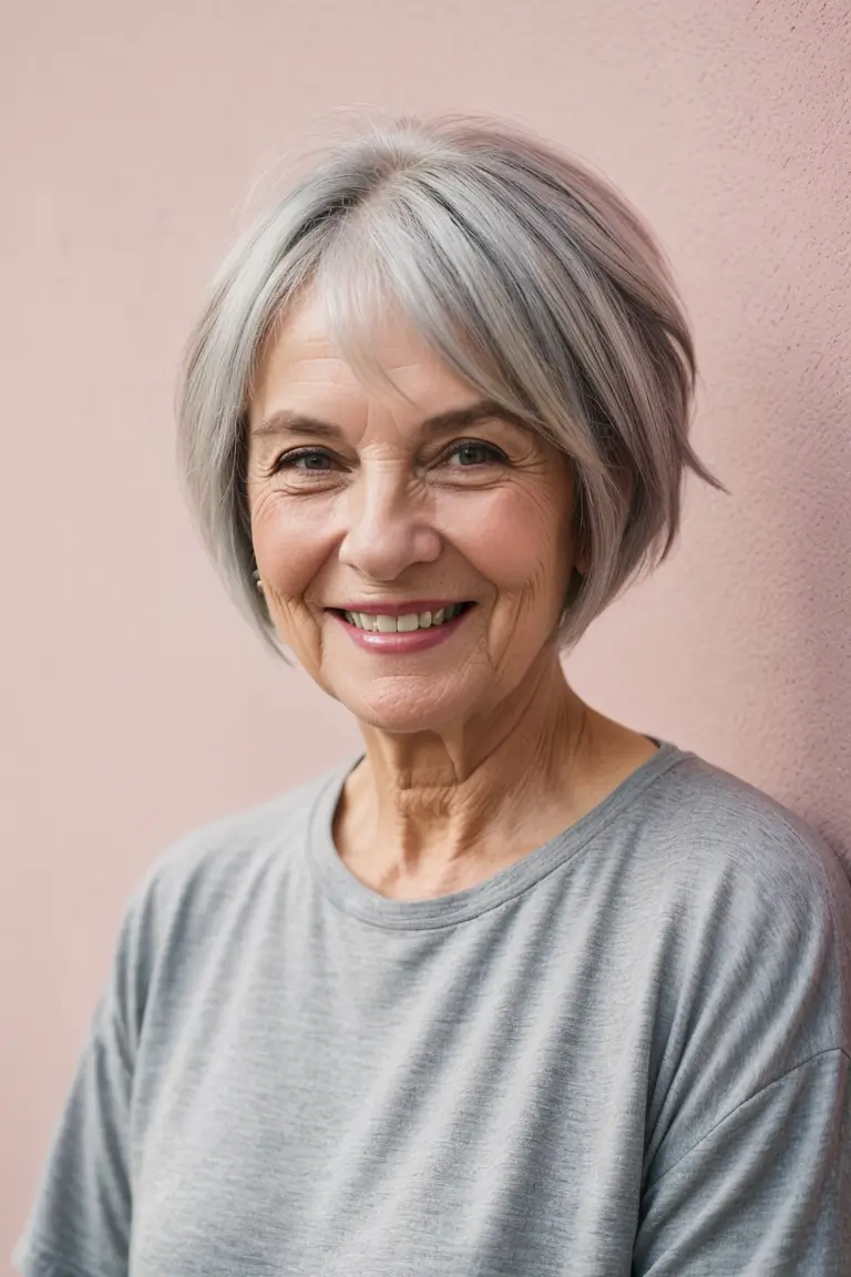 Gray Bob Hairstyles for Older Women