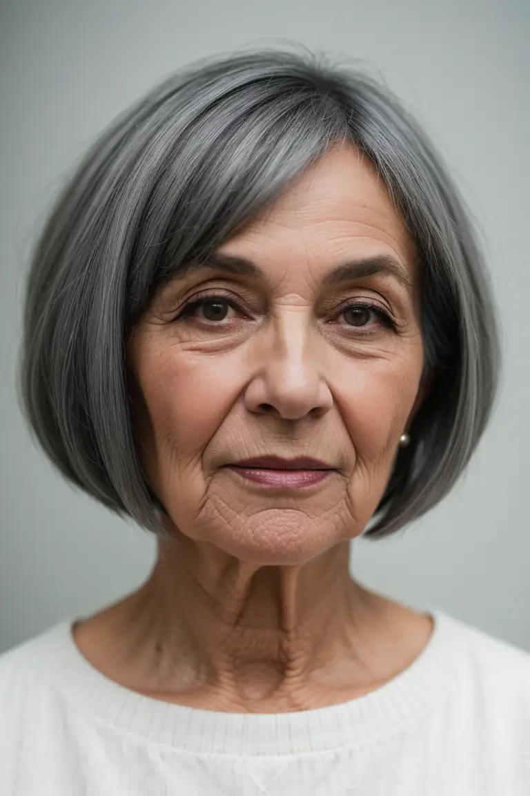 Gray Bob Hairstyles for Older Women