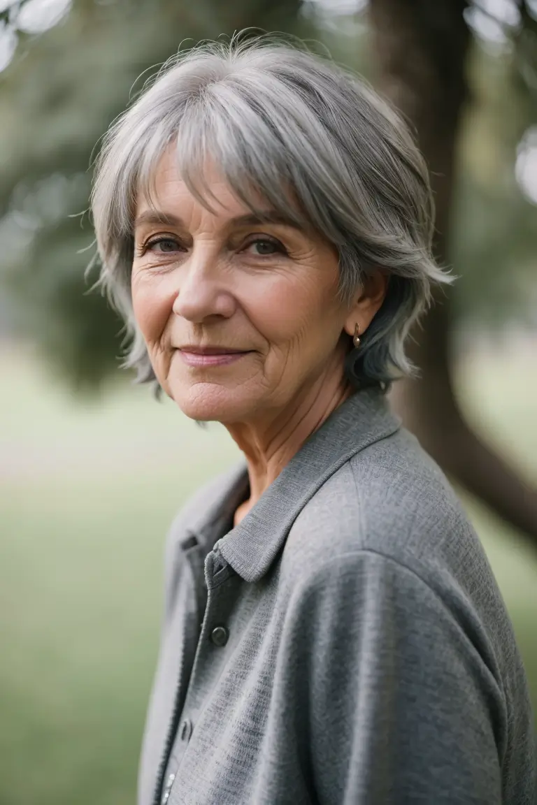 Gray Bob Hairstyles for Older Women