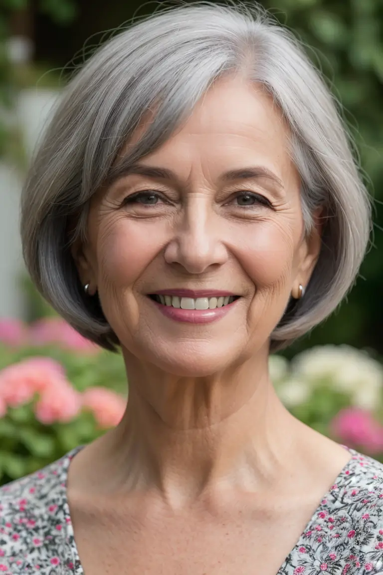 Gray Hairstyle for Women Over 70