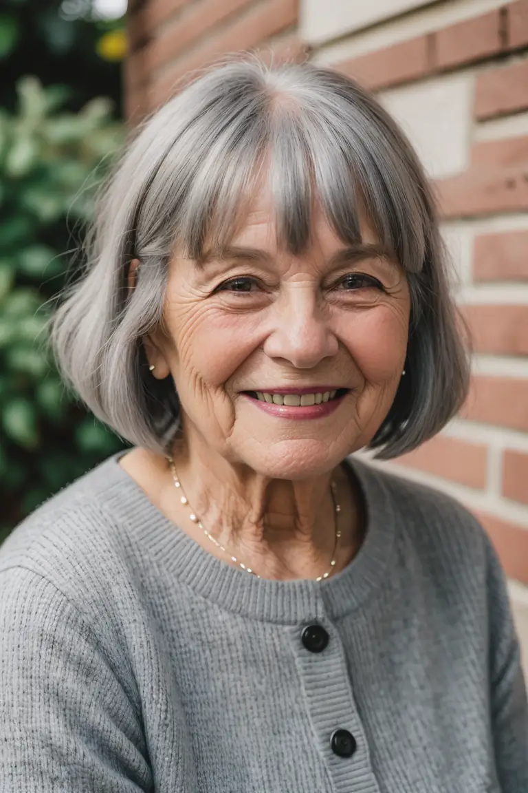 Gray Hairstyle for Women Over 70