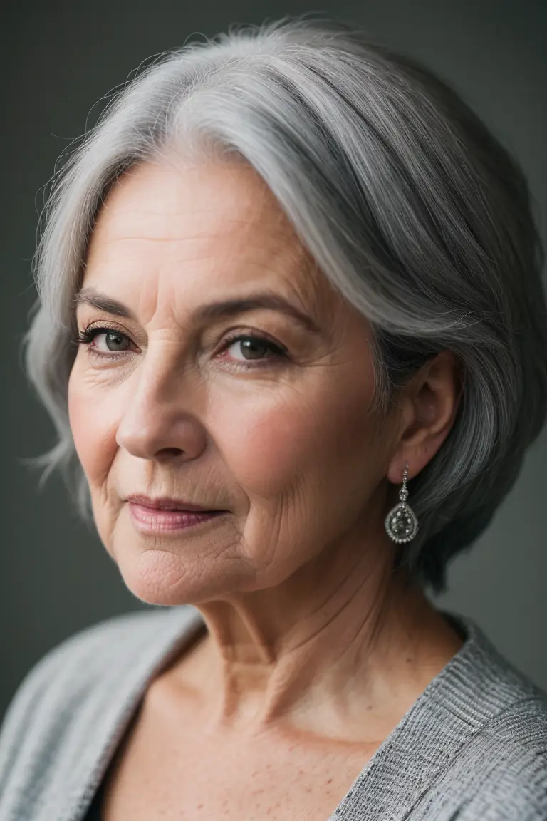 Gray Hairstyle for Women Over 70