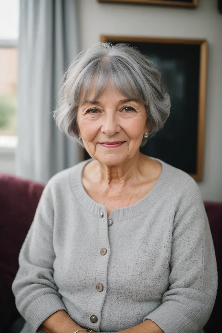 Gray Hairstyle for Women Over 70