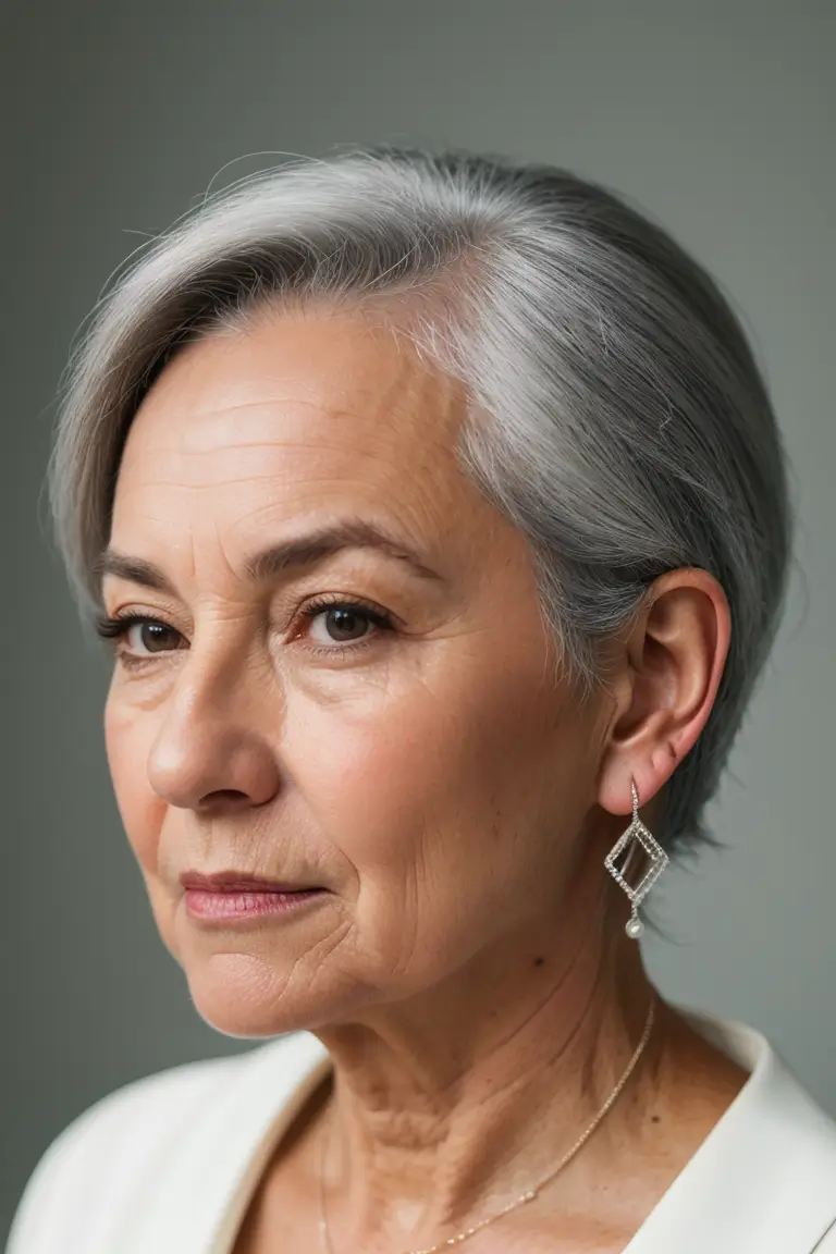 Gray Hairstyle for Women Over 70