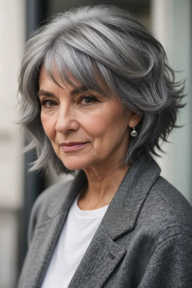 Gray Hairstyle for Women Over 70