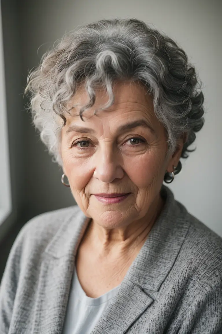 Gray Hairstyle for Women Over 70