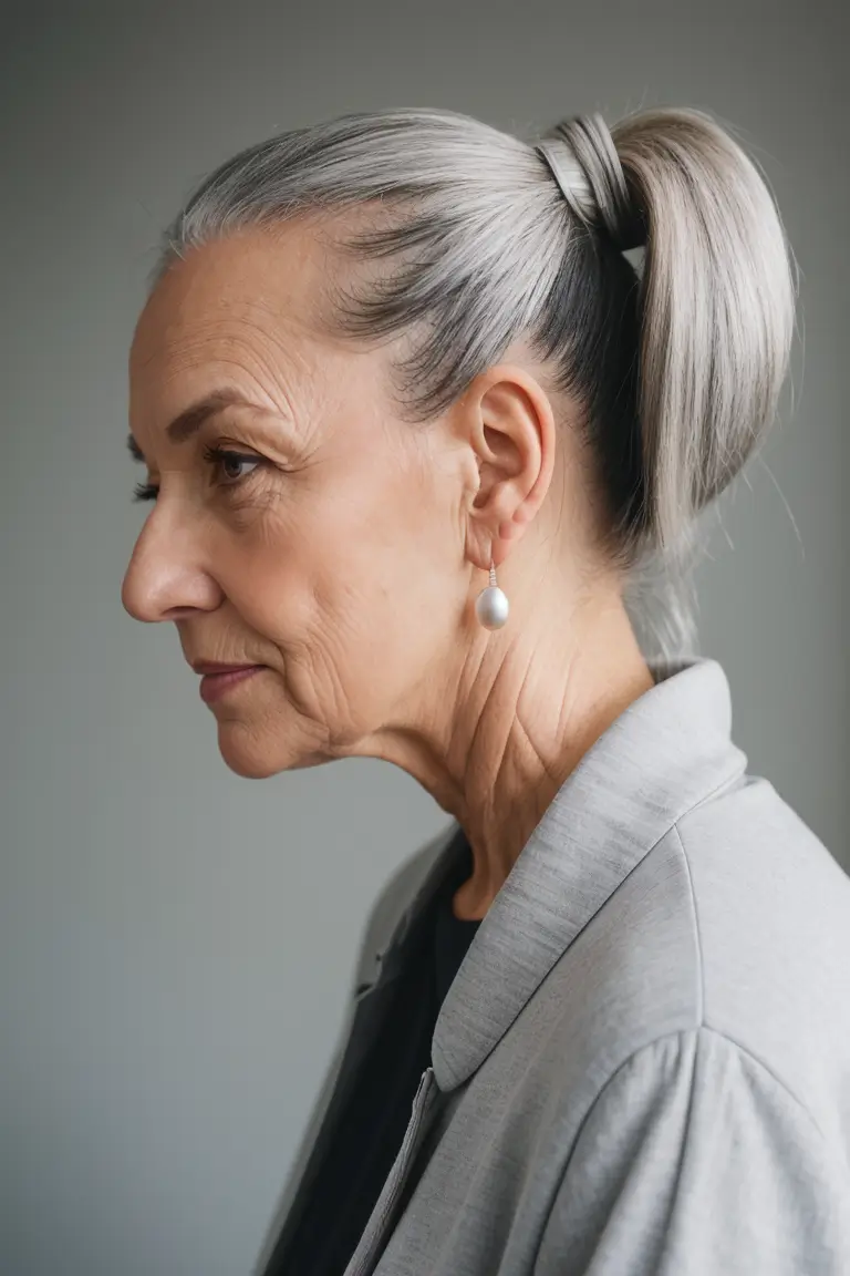 Gray Hairstyle for Women Over 70