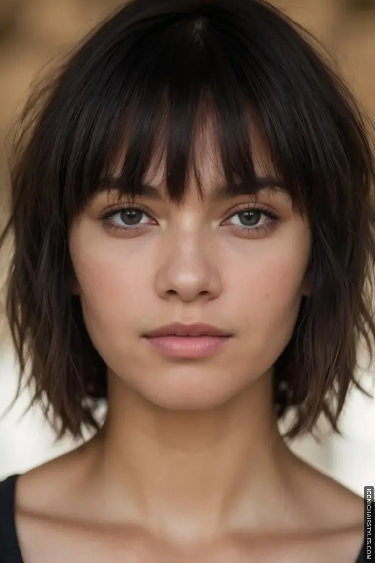 layered hair with bangs