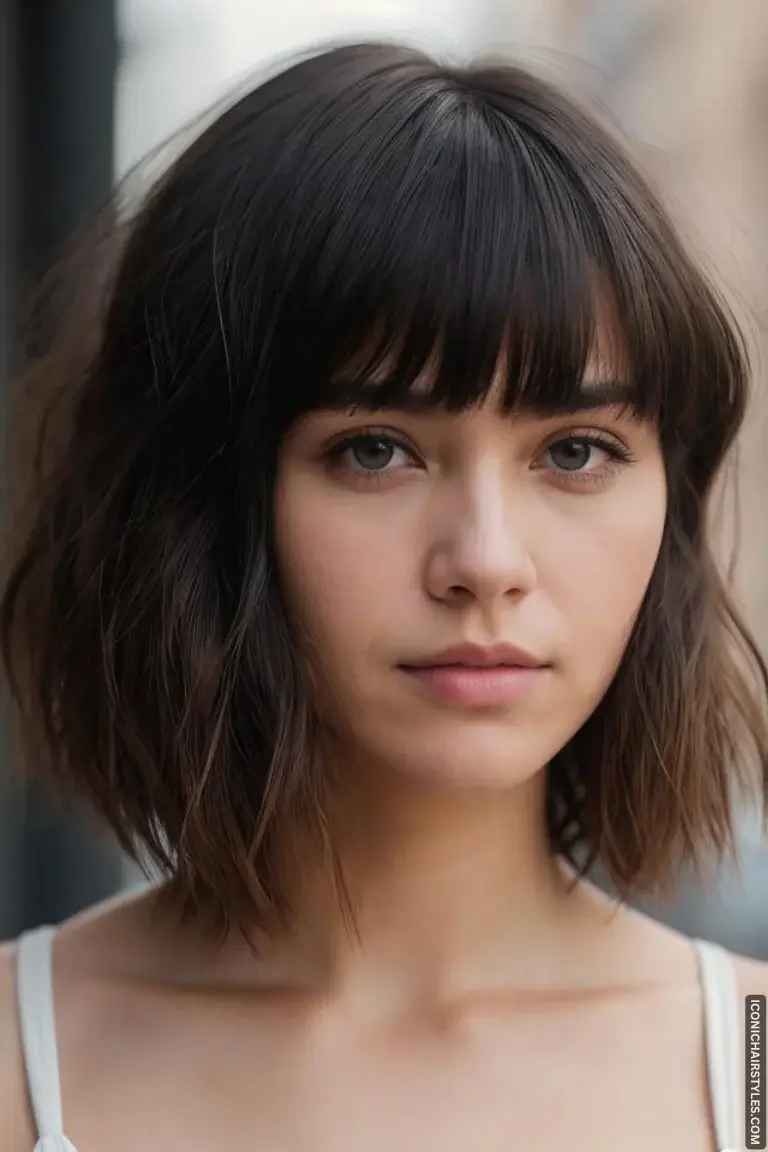 layered hair with bangs