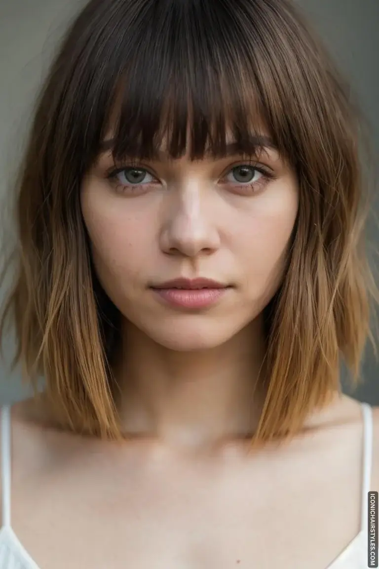 layered hair with bangs