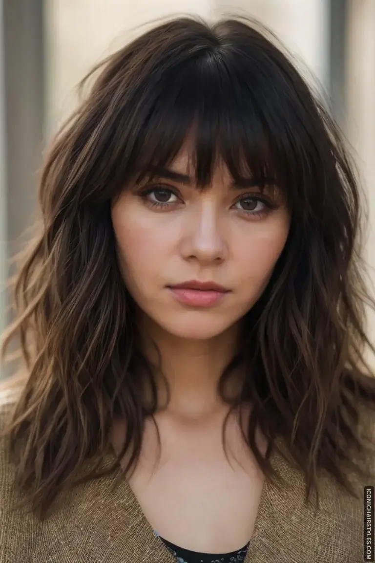 layered hair with bangs