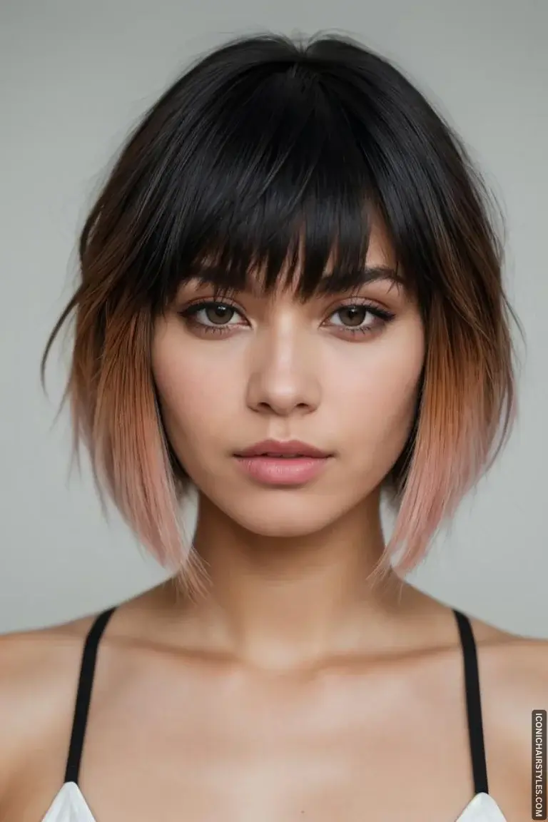 layered hair with bangs