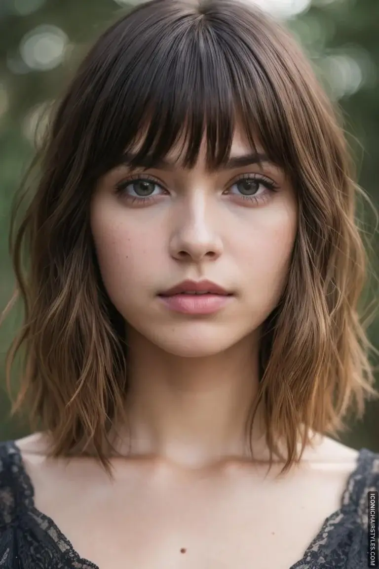 layered hair with bangs