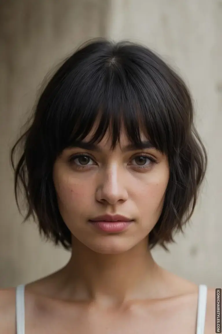 layered hair with bangs