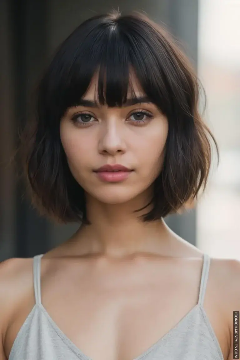 layered hair with bangs