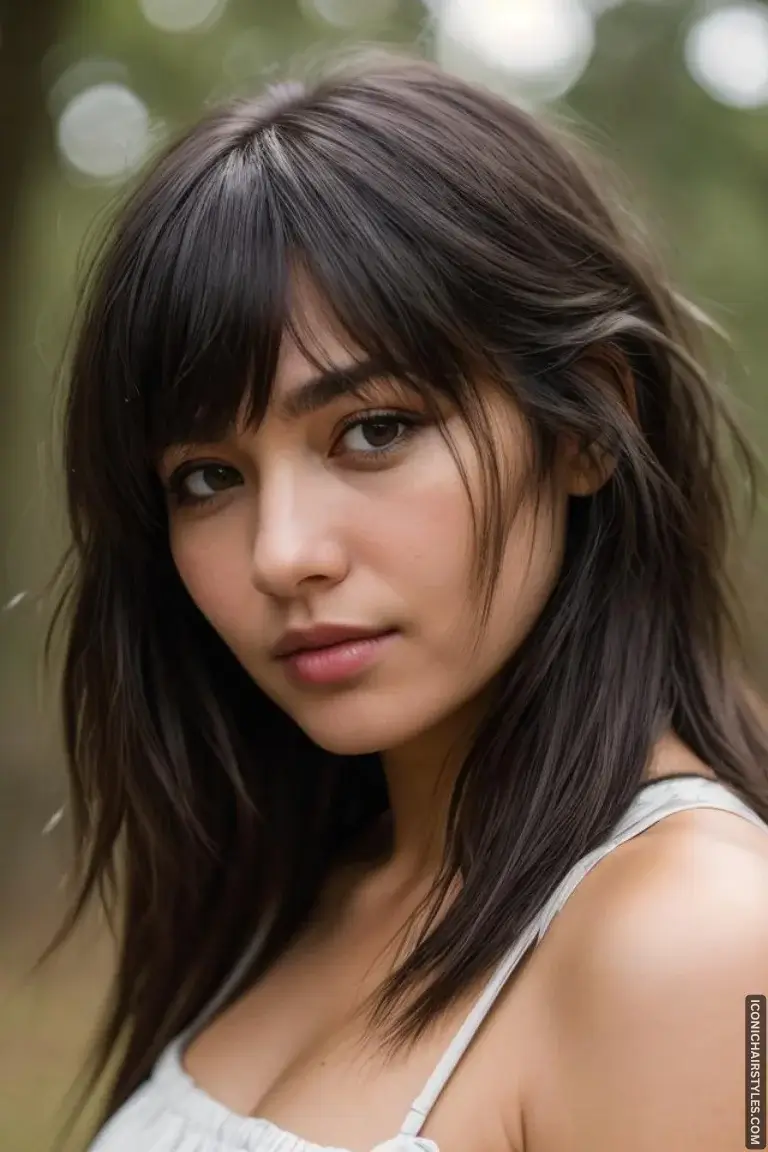 layered hair with bangs