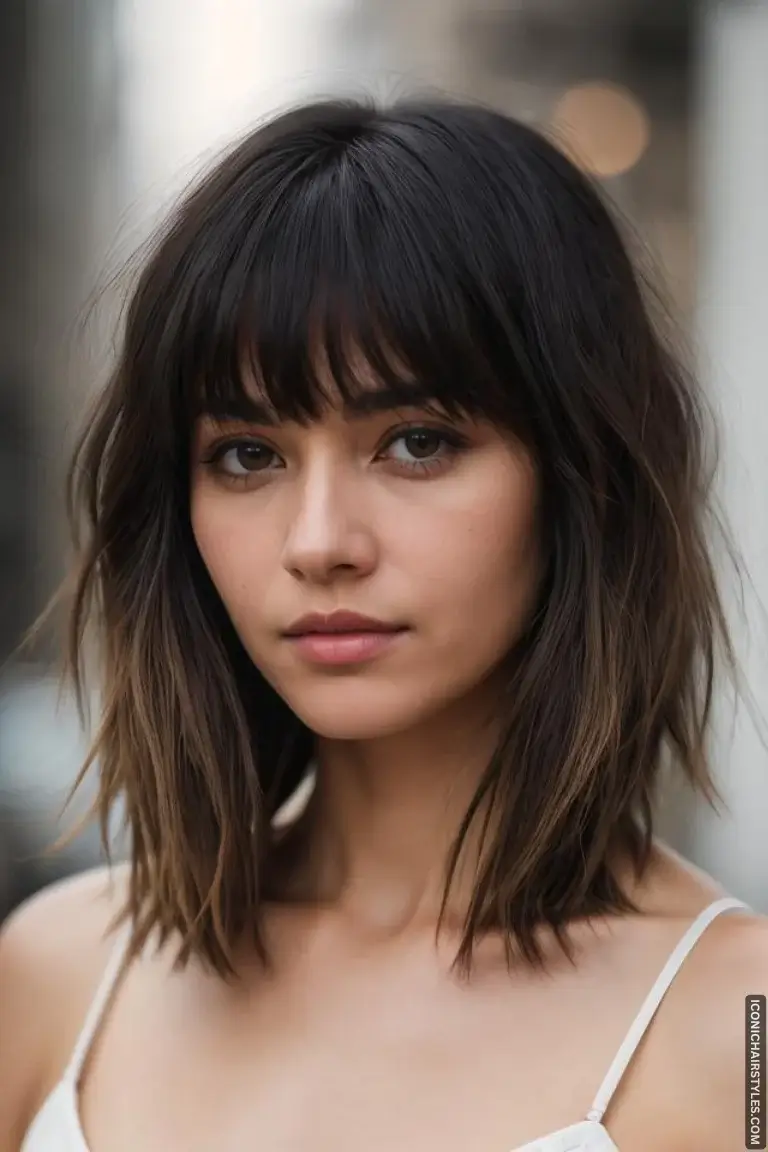 layered hair with bangs