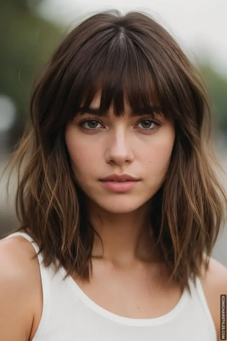 layered hair with bangs