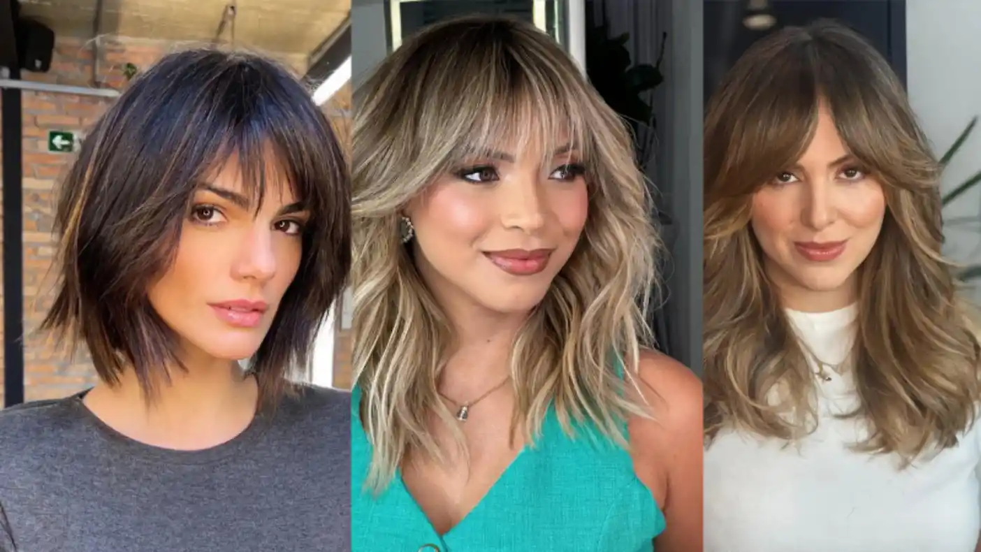 layered hair with bangs