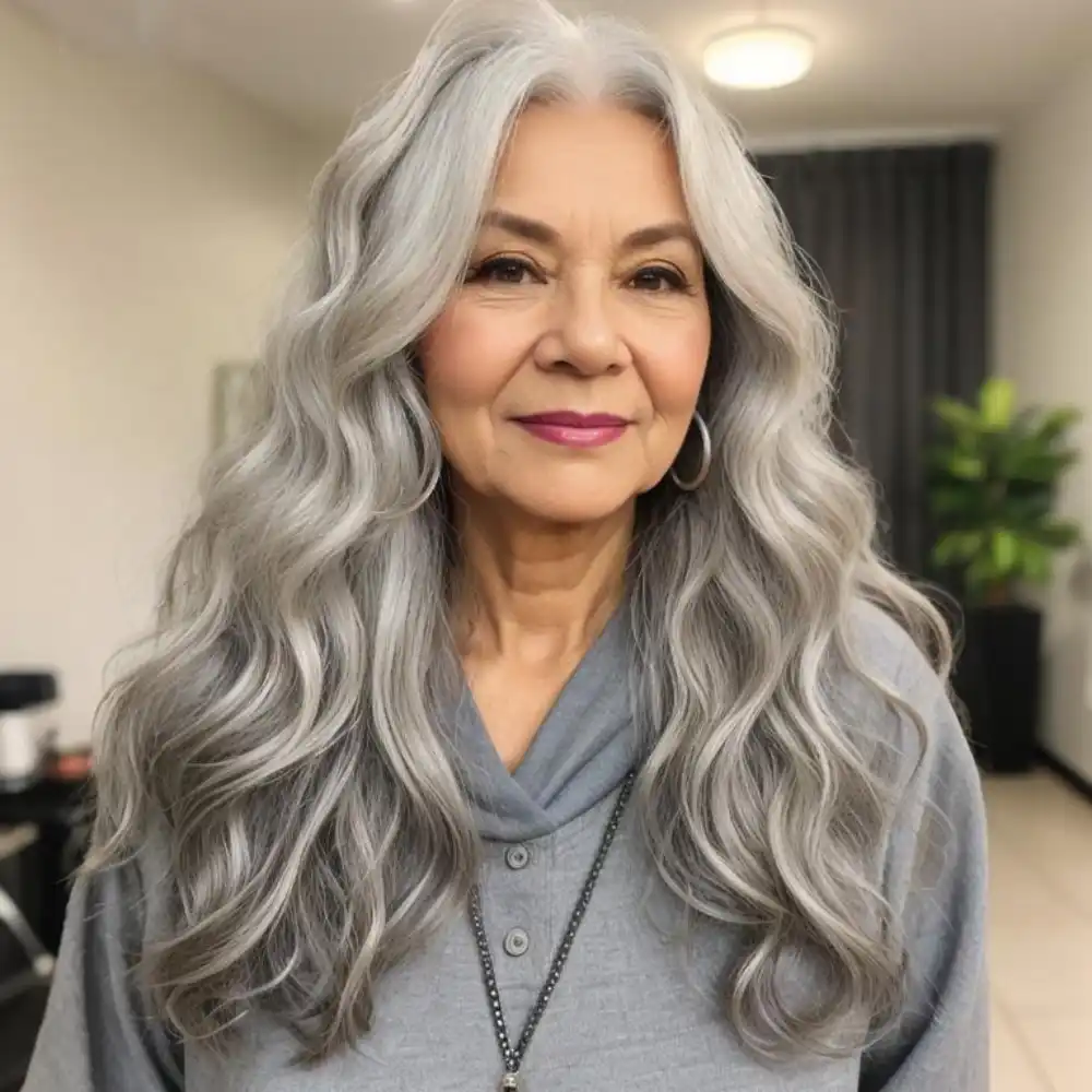 long hairstyle for women over 50